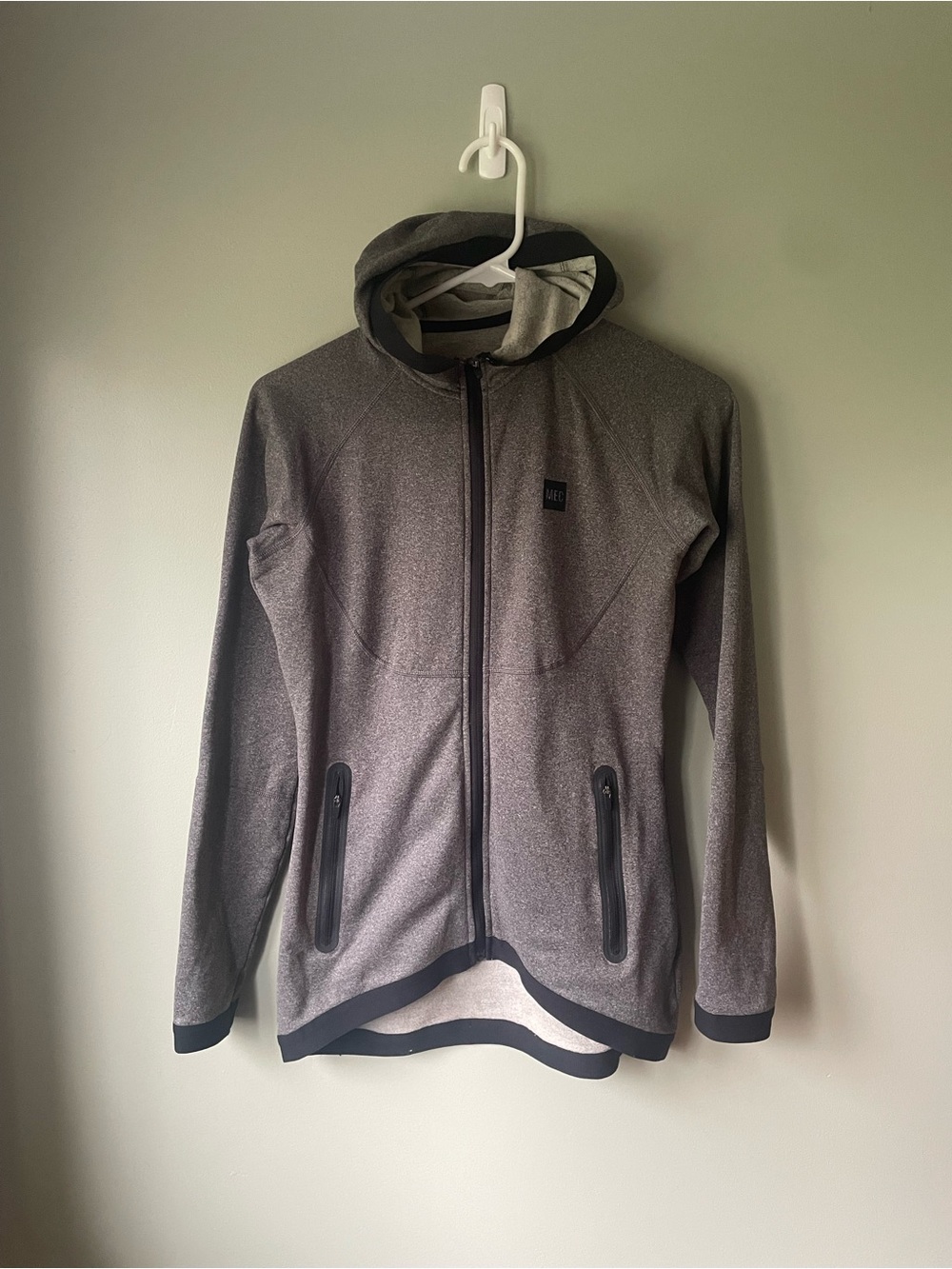 MEC Gray Wool Blend Zip-up Technical Sweater